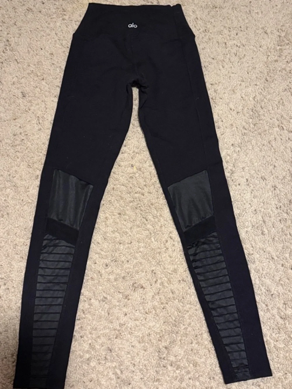ALO Yoga Black High-Waist Moto Panel Jeggings